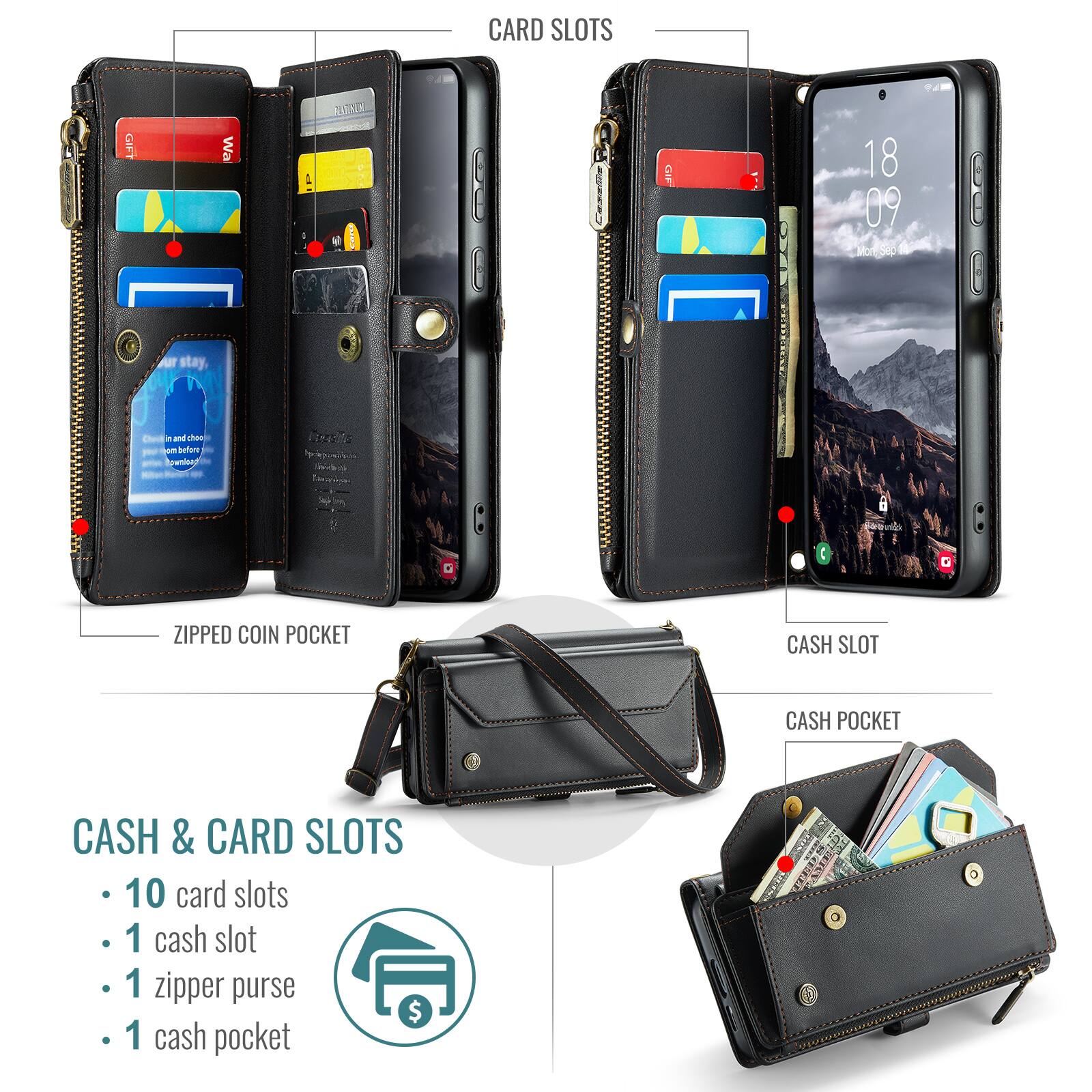 CARD SLOTS GIFT Wa 1 NONA 18 09 An stay, . - an Sam befam - - Agwnlsay NErsds P - : d ZIPPED COIN POCKET CASH SLOT CASH POCKET CASH & CARD SLOTS 10 card slots 1 cash slot 1 zipper purse $ 1 cash pocket