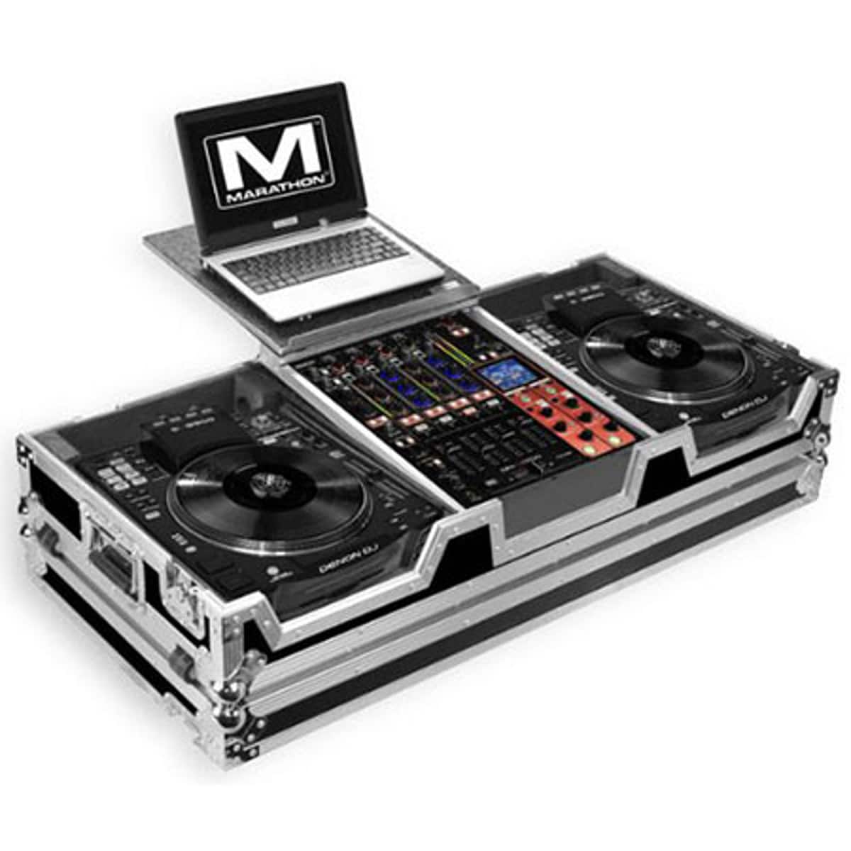 Marathon - Flight Road MA-SC390012WLT Coffin Case with Laptop Shelf for 2x Large Format Denon SC3900 CD Players Plus 12"