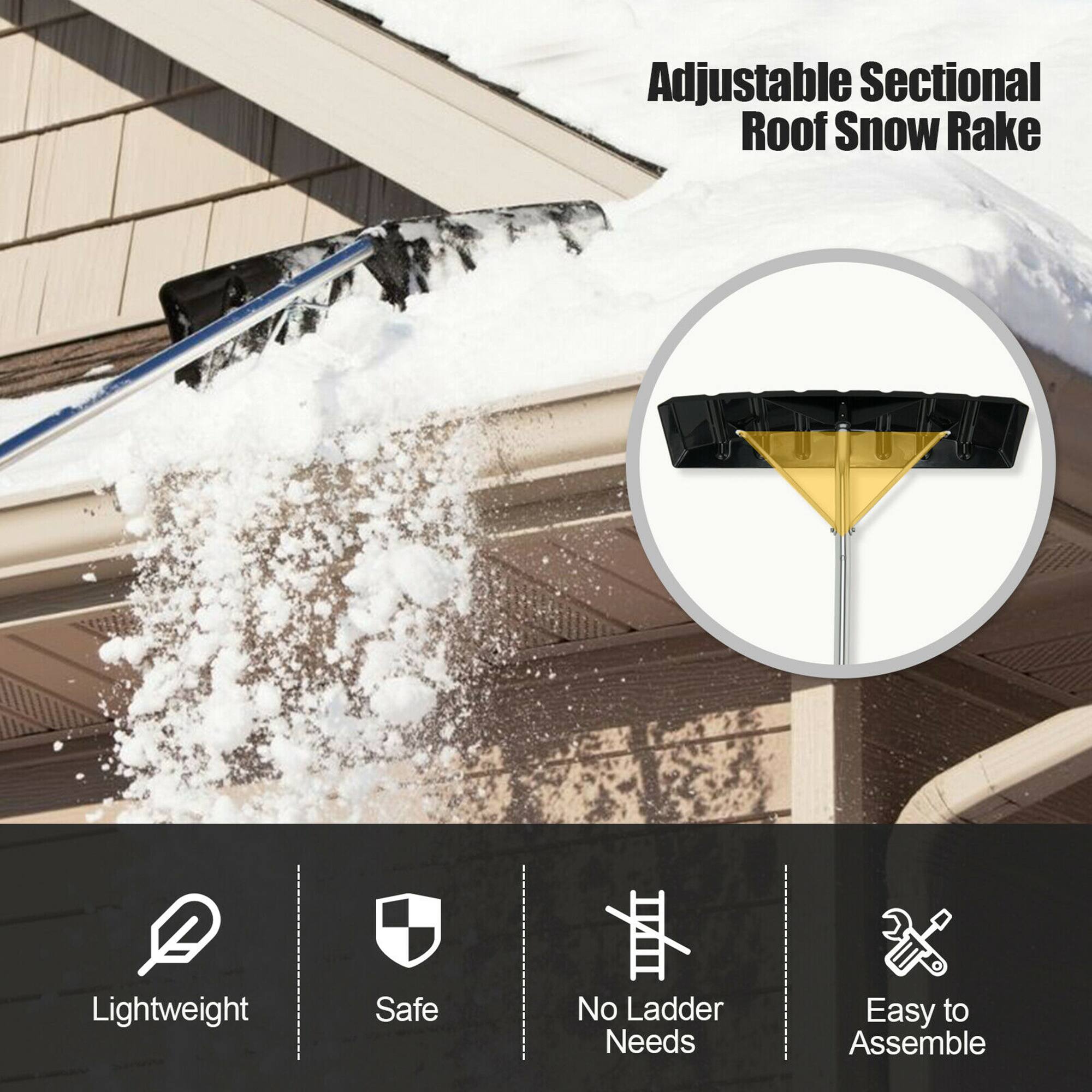 Adjustable Sectional Roof Snow Rake Lightweight Safe No Ladder Needs Easy to Assemble