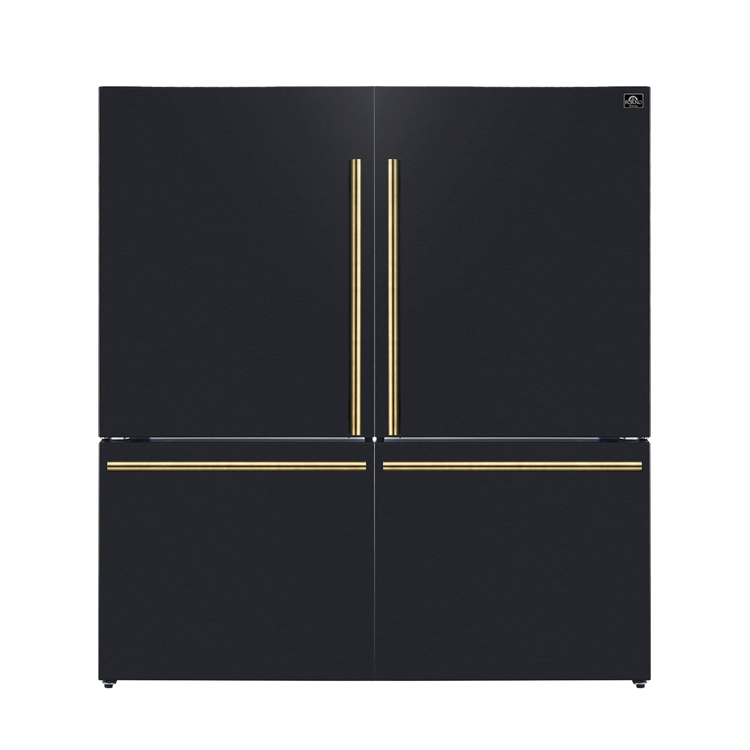 Angle. Forno Appliances - Milano 34.4 Cu. Ft.Freestanding Dual Bottom Freezer Refrigerator - Black.