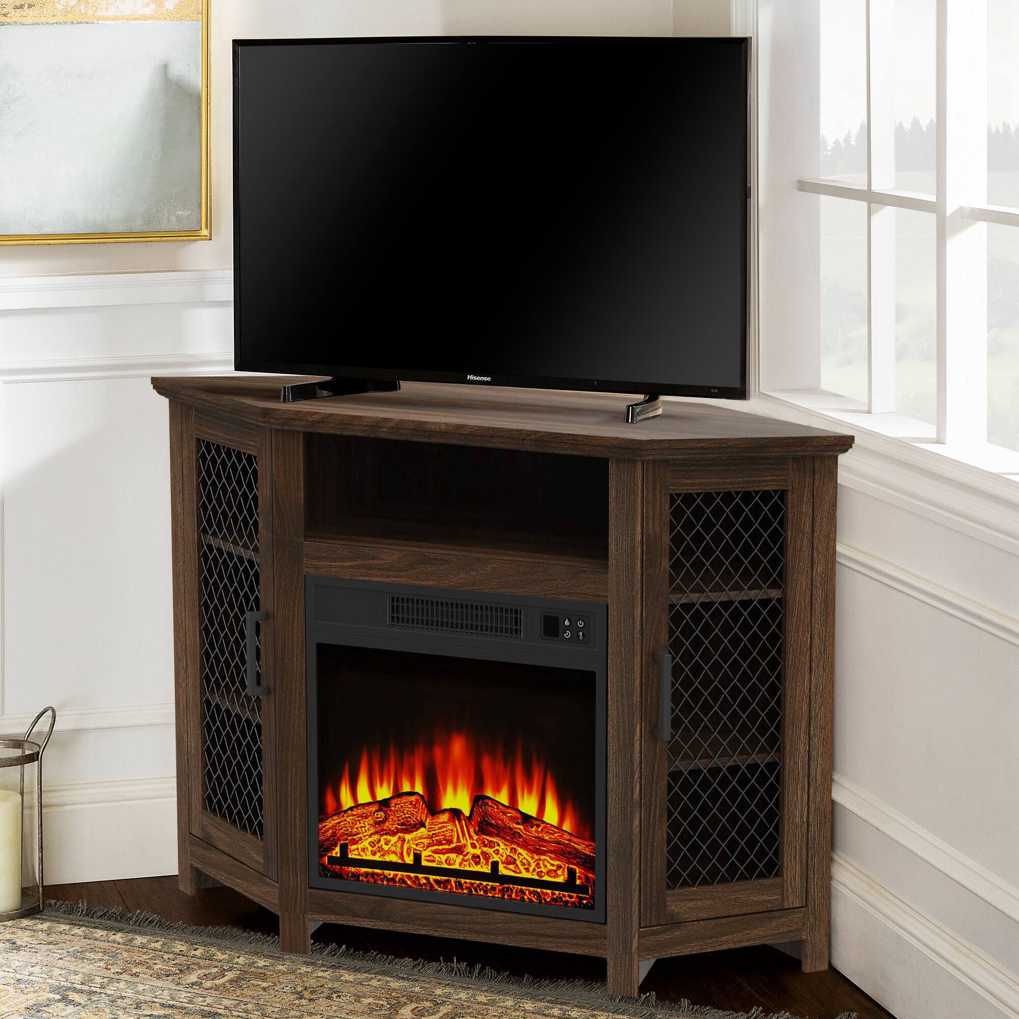 Left. Ihomeadore - 45" Media Console TV Stand For TVs Up To 50" With Fireplace Included - Brown.
