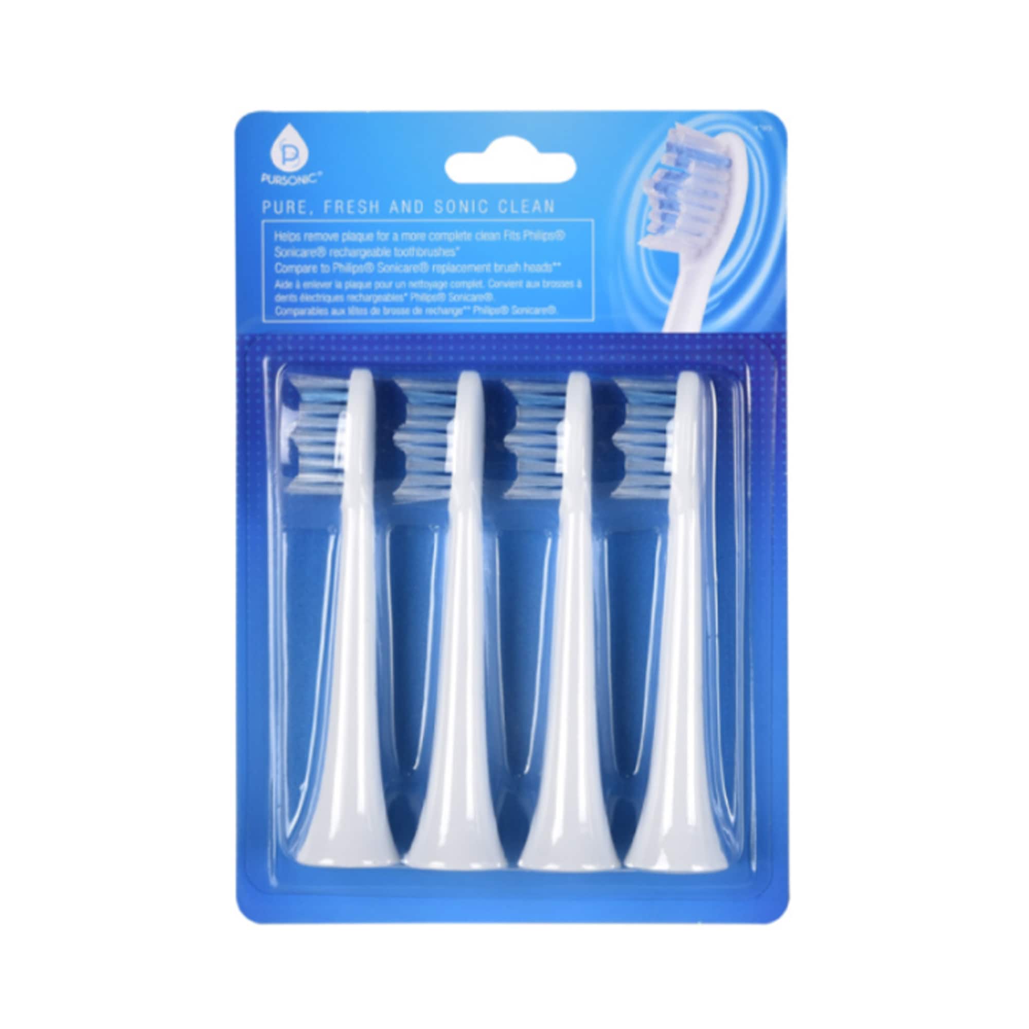 Pursonic - Replacement Toothbrush Heads, Compatible with Sonicare Electric Toothbrush 4 Pack - White