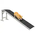 Front. Pawhut - Dog Ramp for Bed, Pet Ramp for Dogs with Non-Slip Carpet and Top Platform, 74" x 16" x 25" - White.