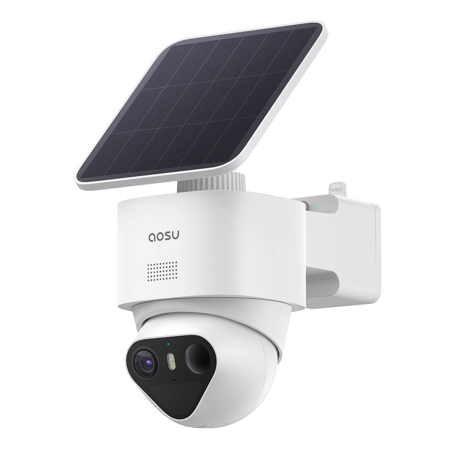 AOSU - TrueColor 4K 8.3-MP SolarCam T2 Ultra Camera, 355° PTZ, Auto Patrol, Triple Detection, 2-Way Talk - White