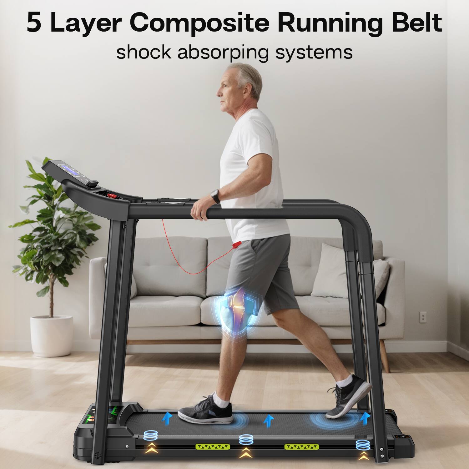 5 Layer Composite Running Belt  
shock absorbing systems