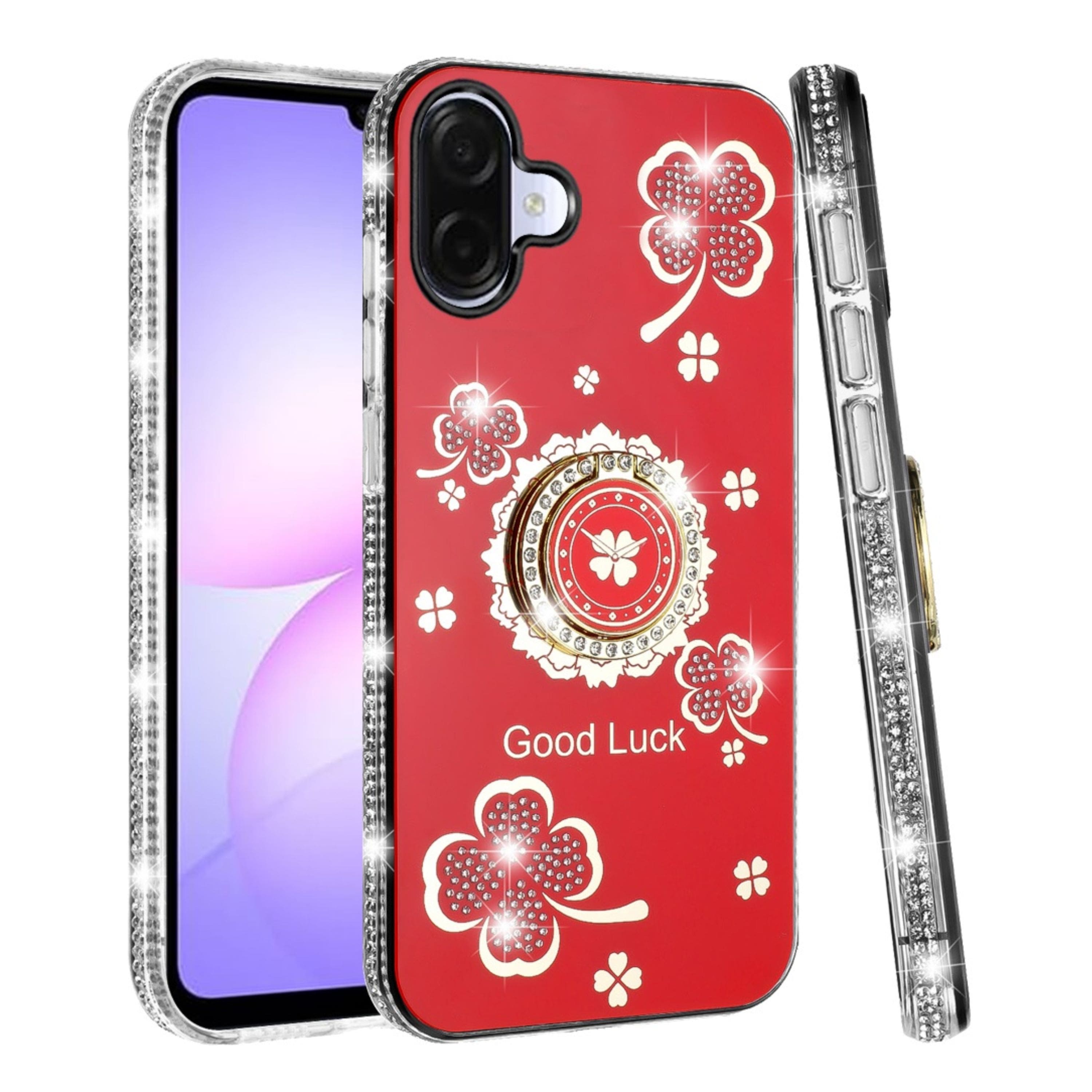 Kitcheniva - Crystal Studded Phone Case With Ring Stand Tempered Glass For Samsung Galaxy A07 - Red price history on PriceWatchPro