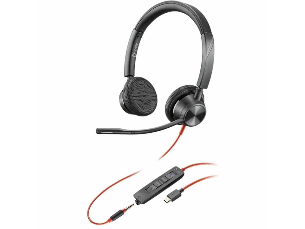 Alt View 1. HP - Poly Blackwire 3325 USB-C Headset - Teams Certified, Stereo, Wired, On-ear - Red.