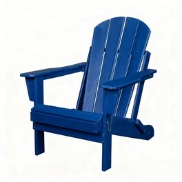 Bestier - Folding Patio Adirondack Chair, All-Weather HDPE Outdoor Chair for Poolside Backyard Lawn Decks Gardens - Blue