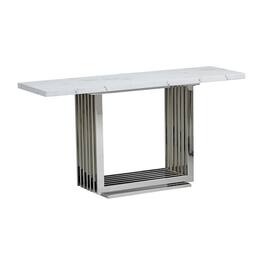 Best Quality Furniture - marble top console table with a silver color stainless steel base - White