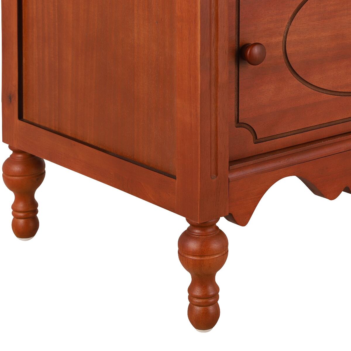 Alt View 7. Loheer - Loheer Vintage Carved Nightstand with Drawer and Cabinet, Dark Brown - Dark Brown.