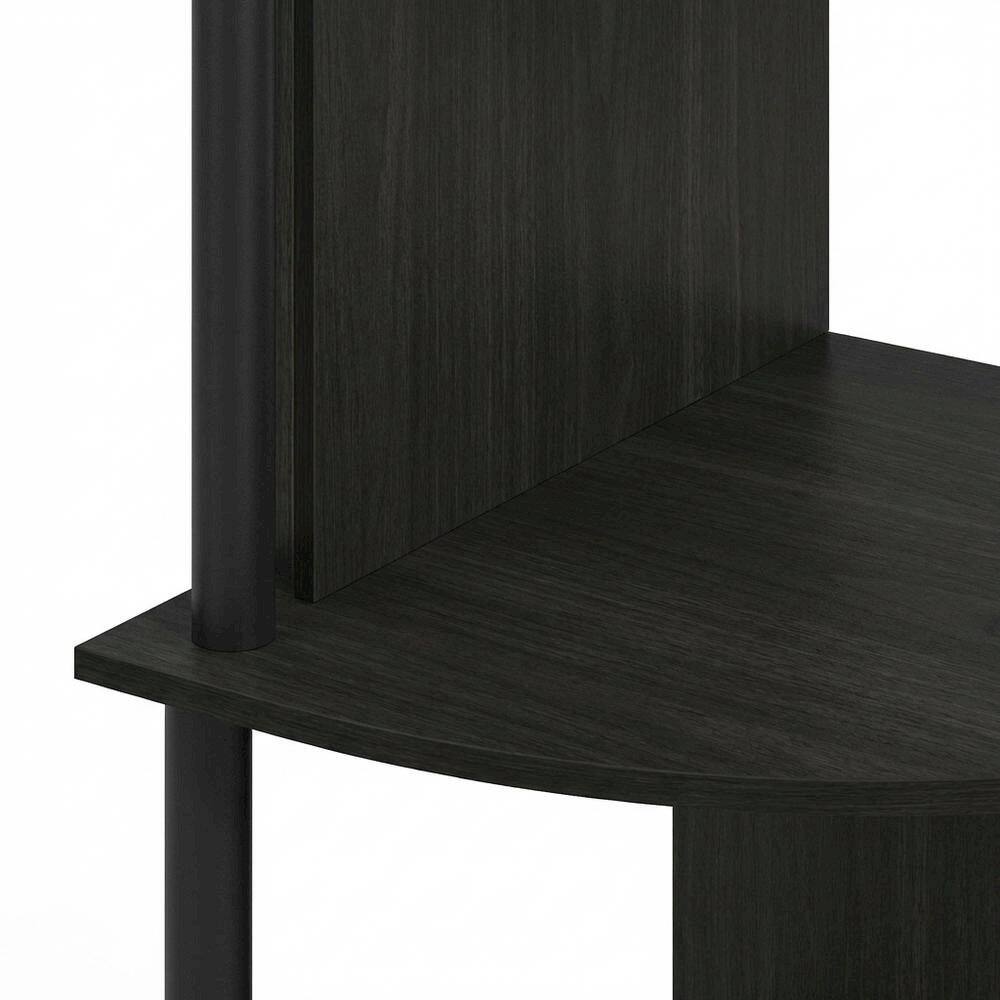Alt View 2. FurniFact - Espresso and Black 4-Tier Z-Shaped Corner Shelf Bookcase with Wooden Finish - Espresso/Black.
