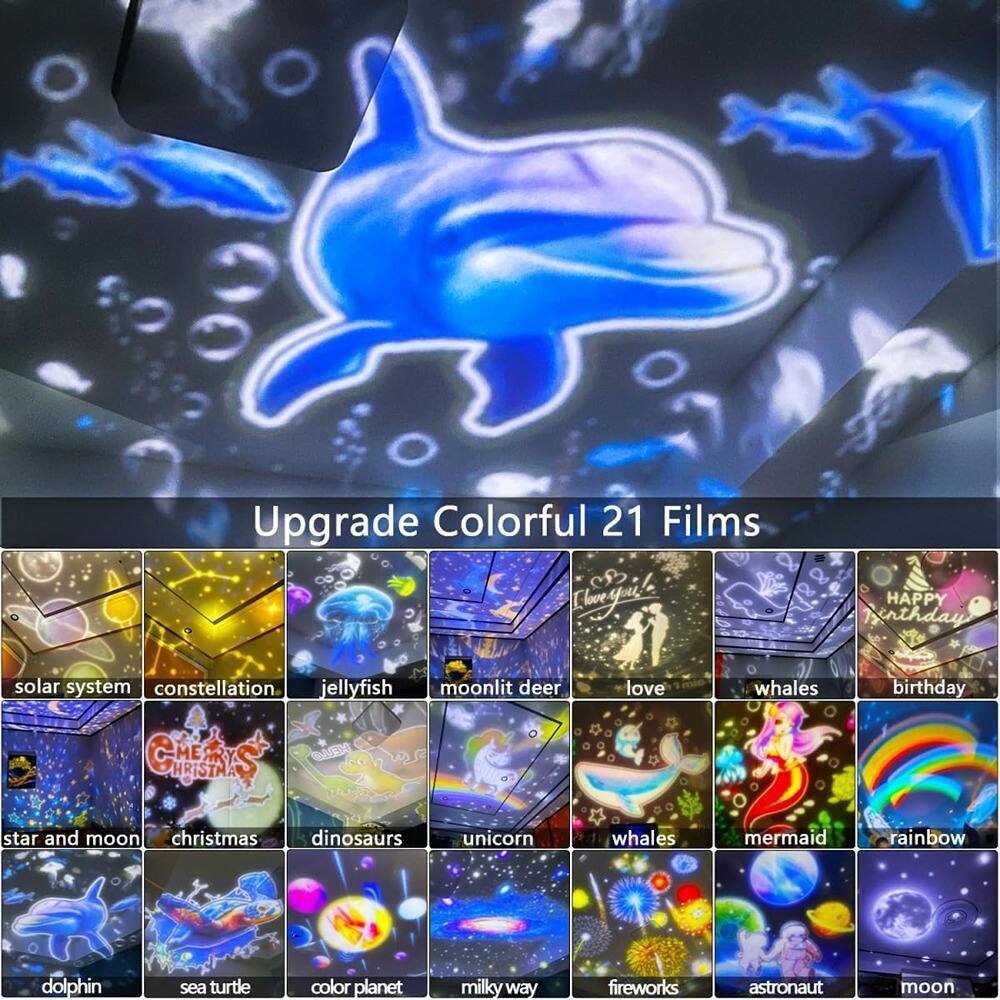 Upgrade Colorful 21 Films

- solar system
- constellation
- jellyfish
- moonlit deer
- love
- whales
- birthday
- star and moon
- christmas
- dinosaurs
- unicorn
- whales
- mermaid
- rainbow
- dolphin
- sea turtle
- color planet
- milky way
- fireworks
- astronaut
- moon