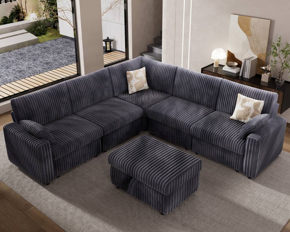 Dyonery - 161.5" Extra Large Modular Sectional Sofa , Modern Oversized L Shaped Sectional Couch , Tool-Free Assembly - Gray