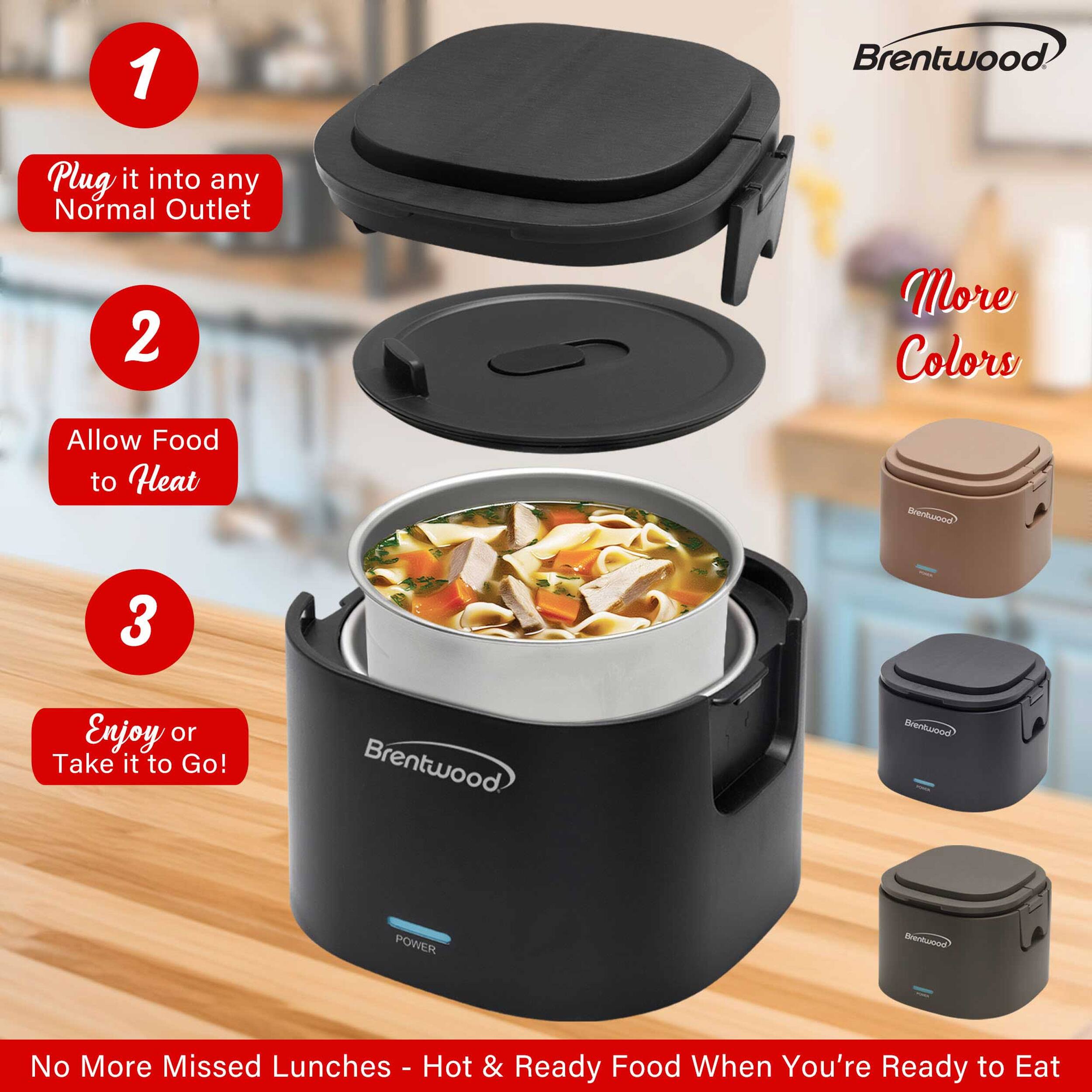 1. Plug it into any Normal Outlet
2. More Colors Allow Food to Heat
3. Enjoy or Take it to Go!

Brentwood Drendmod POWER

No More Missed Lunches - Hot & Ready Food When You're Ready to Eat