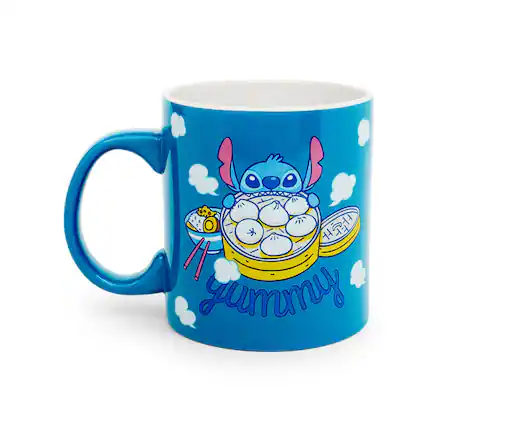 Front. Disney - Disney Lilo & Stitch "Yummy" Ceramic Mug | Holds 20 Ounces - Blue.