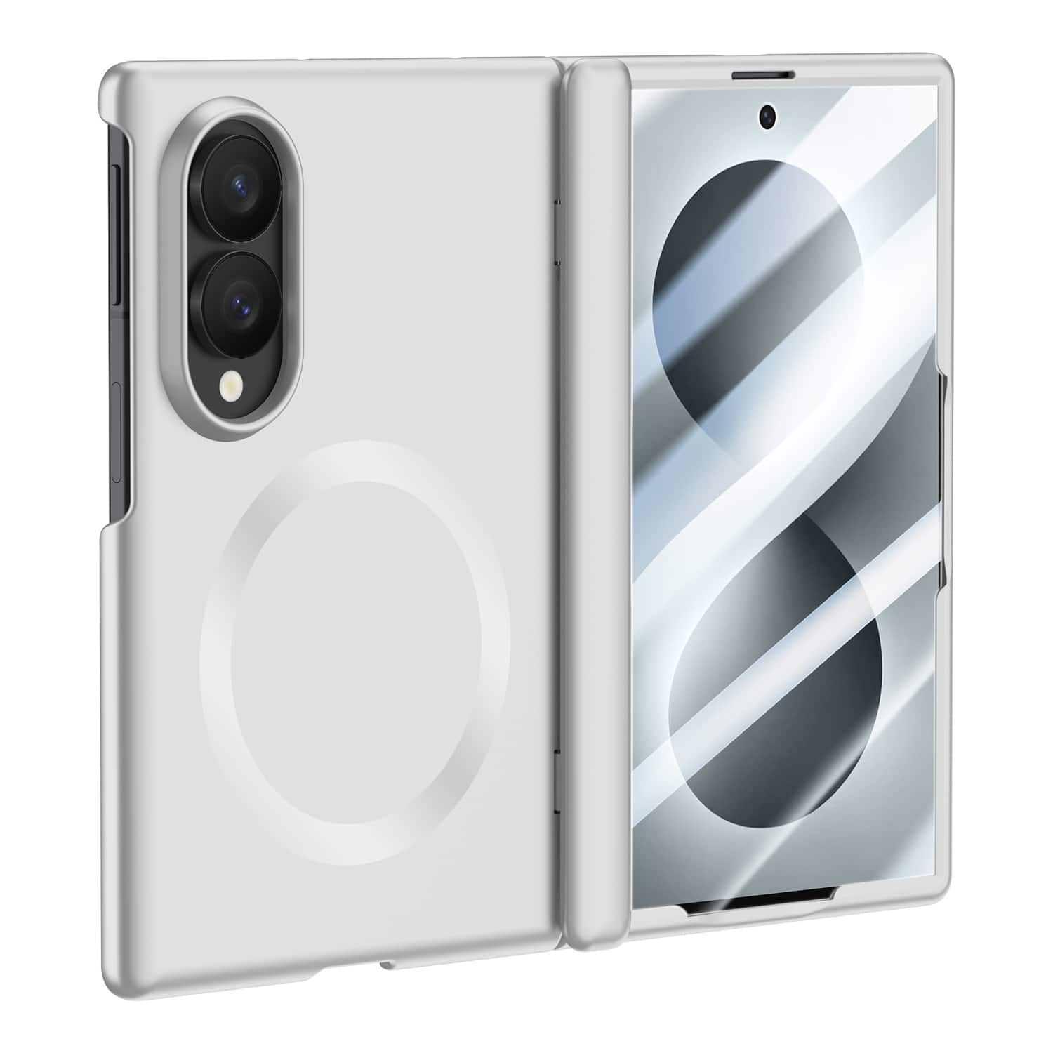 Dteck - Hinge Cover for Samsung Galaxy Z Fold8 Magnetic Case Built-in HD Screen Protector,Shockproof Hard PC Protective Cover - Silver(Clear Film) price history on PriceWatchPro