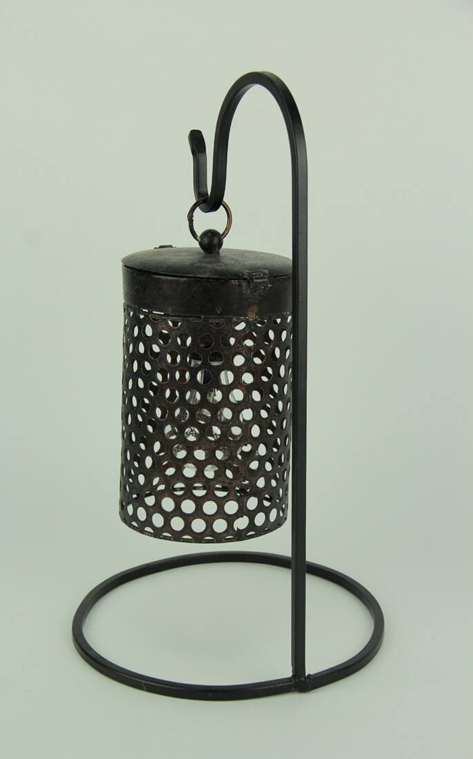 Alt View 2. PD Home & Garden - Black Metal Cage Hanging LED Accent Light with Stand - Black.