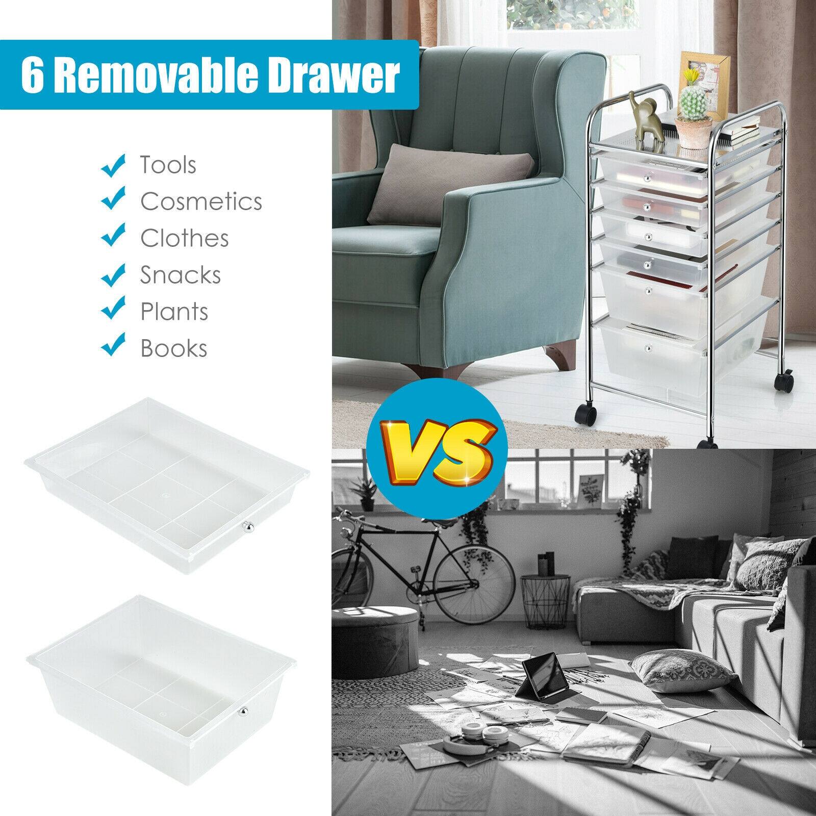6 Removable Drawer

- Tools
- Cosmetics
- Clothes
- Snacks
- Plants
- Books

VS