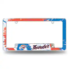 Rico Industries - Oklahoma City Thunder Chrome Metal License Plate Frame with Bold Tie Dye Design - Multi
