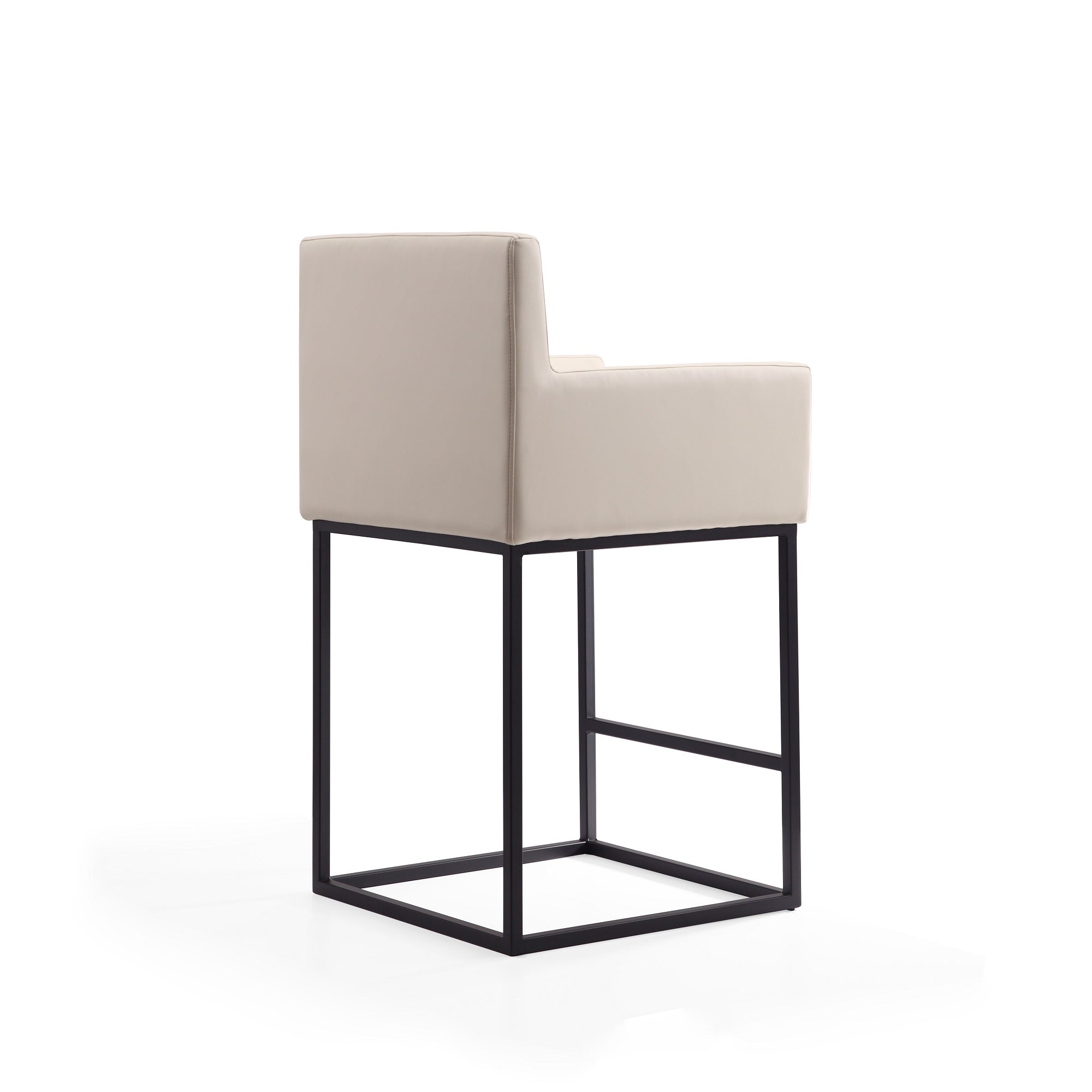 Back. Manhattan Comfort - Ambassador Mid-Century Modern Metal Upholstered Counter Stool - Cream.