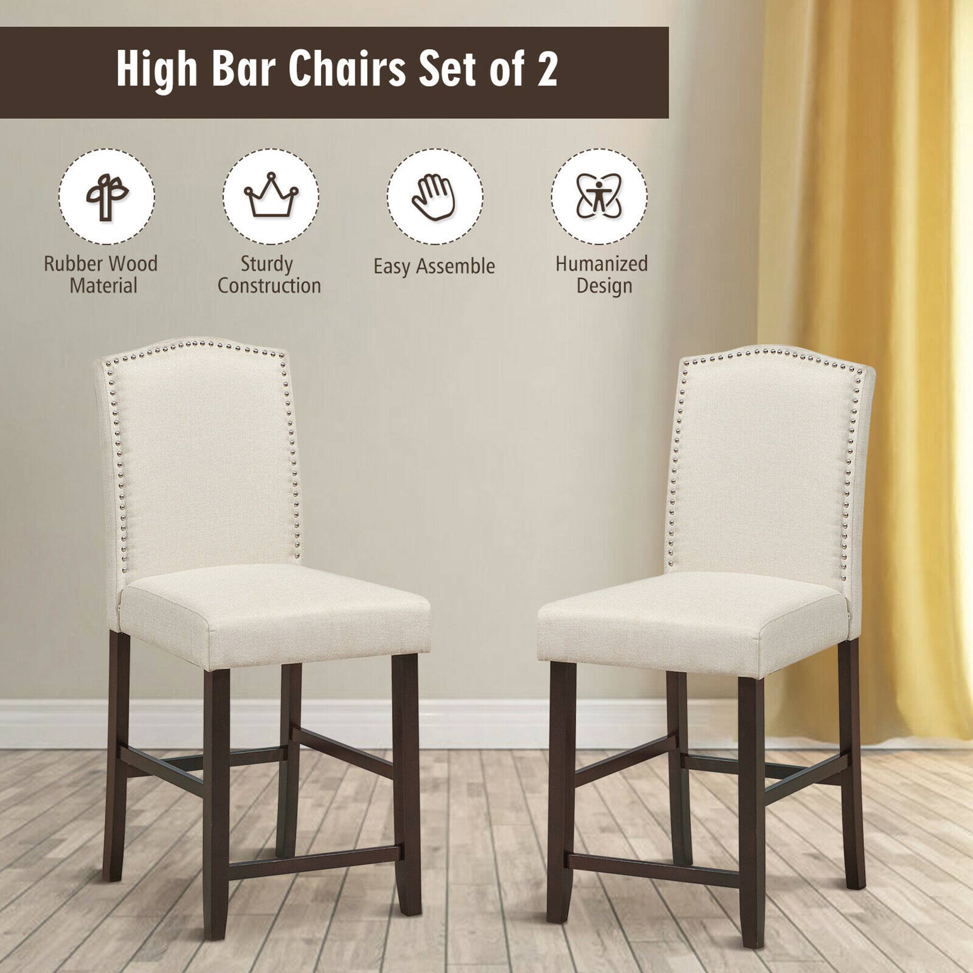 High Bar Chairs Set of 2
Rubber Wood Material
Sturdy Construction
Easy Assemble
Humanized Design