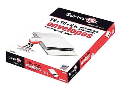 Survivor Quality Pack
12x16x2 in. envelopes
Self-sealing expansion
Made of DuPont Tyvek
25 envelopes
