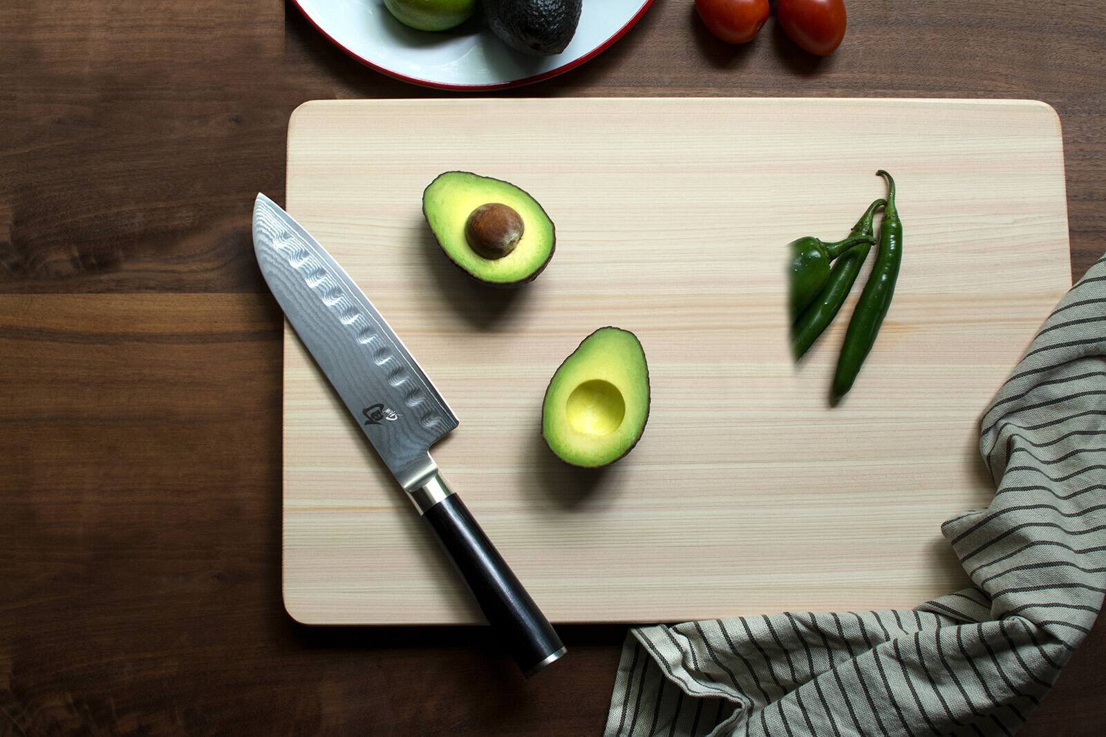 Alt View 2. Shun - Classic Hollow Ground Santoku, 7 Inch - Black.