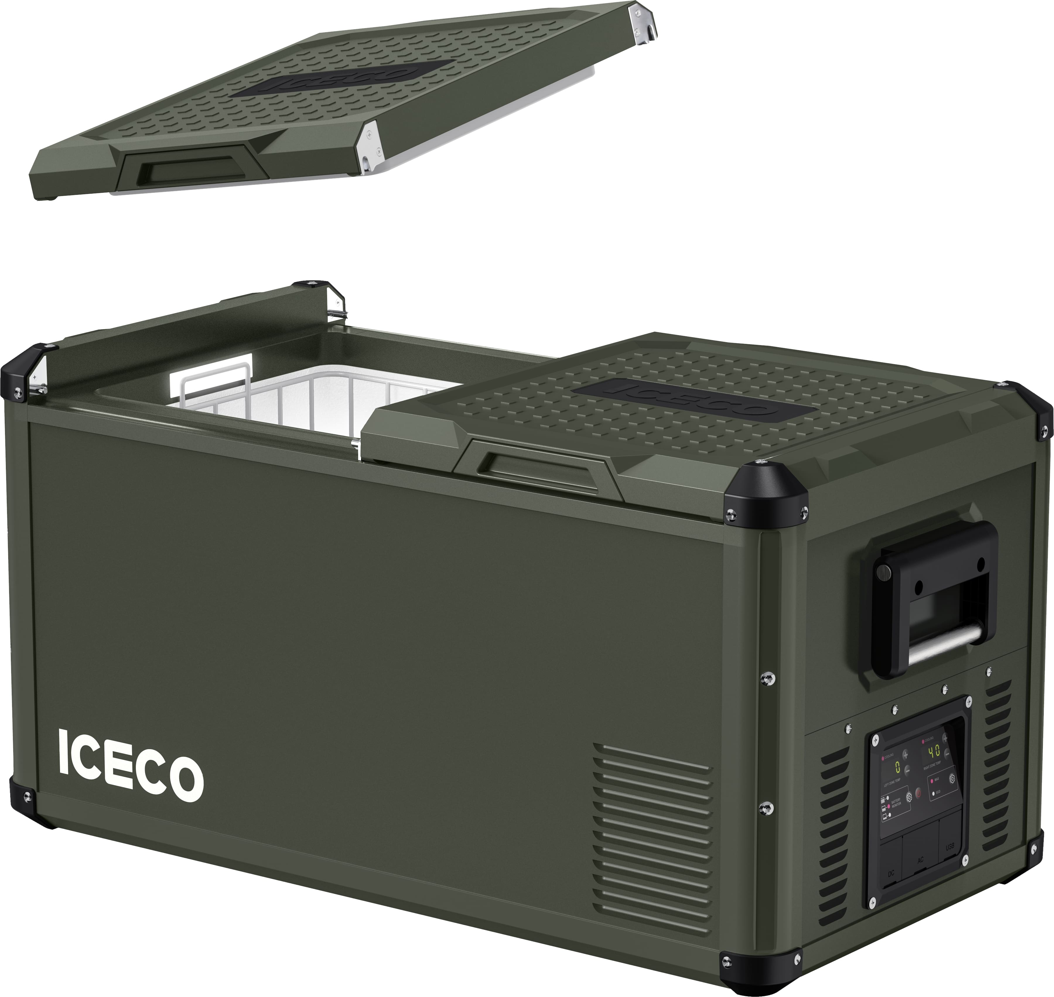 Back. ICECO - VL75 Pro Dual Zone 79QT Portable Cooler Olive - Olive.