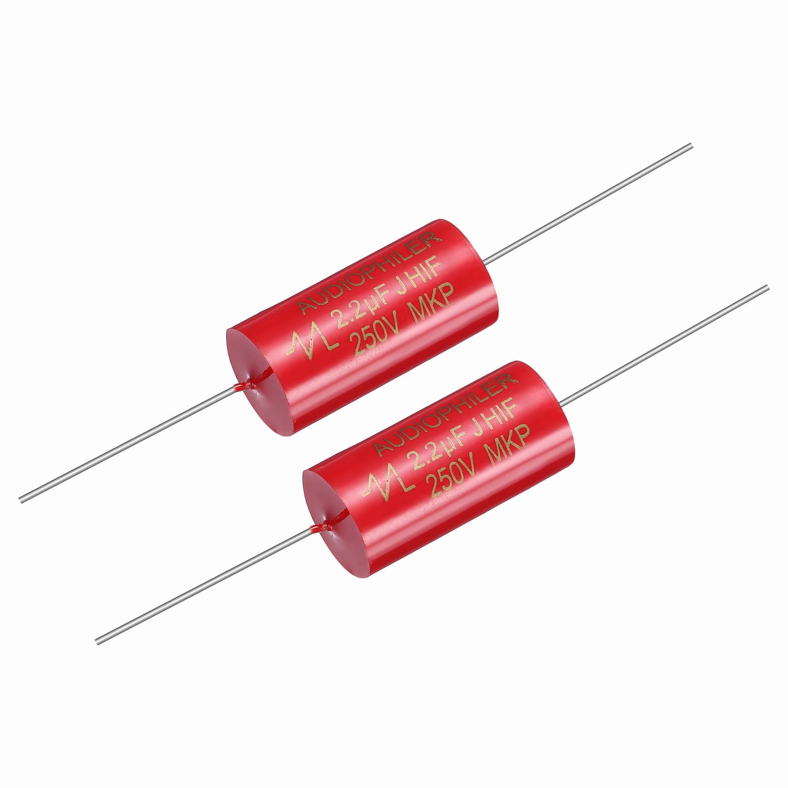 Unique Bargains - 2pcs 2.2uF 250V Axial MKP Film Capacitor for Audio Speaker Crossover Frequency Divider - Red price history on PriceWatchPro