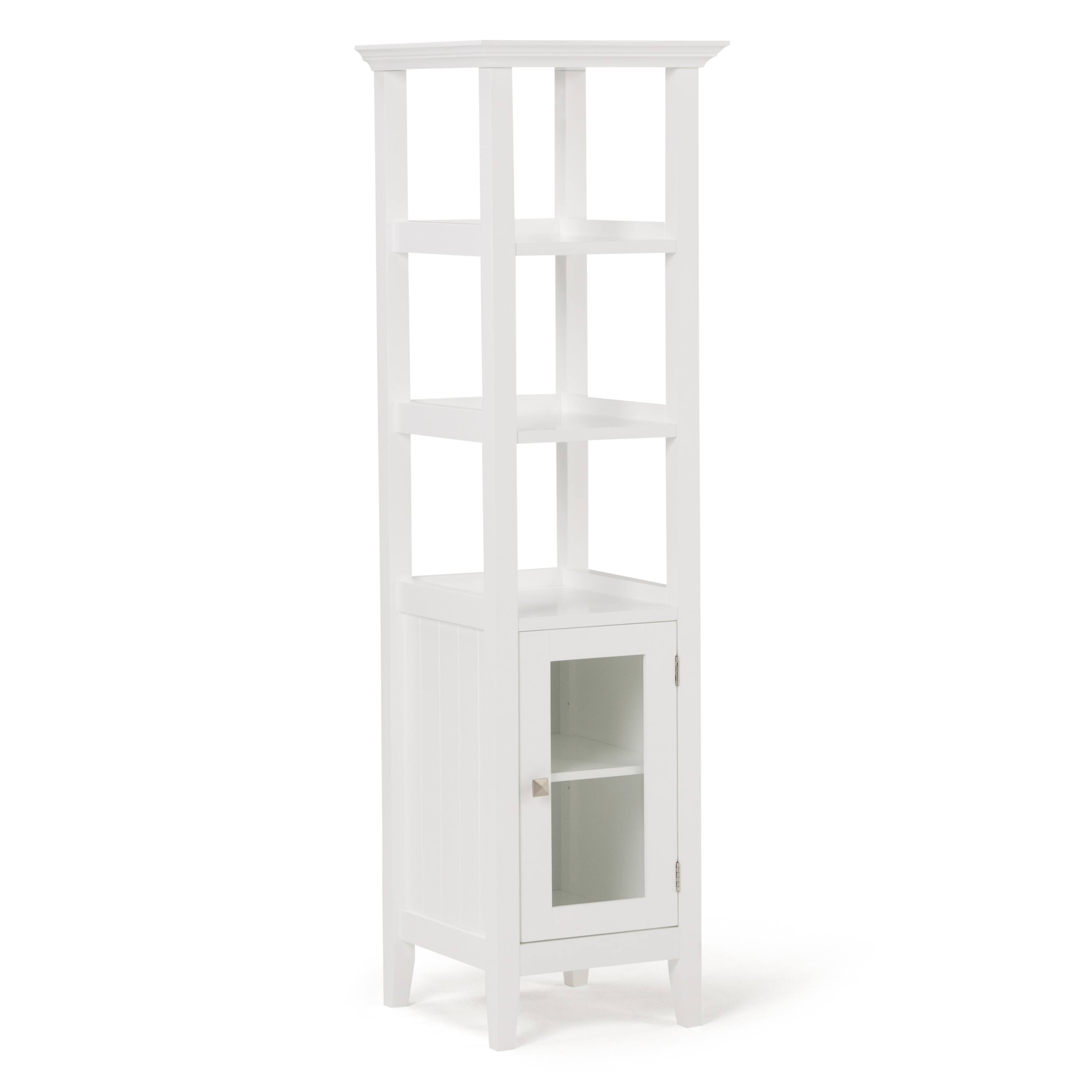 Front. Simpli Home - Acadian 56.1 inch H x 15.75 inch W Bath Storage Tower Bath Cabinet in Pure White - Pure White.