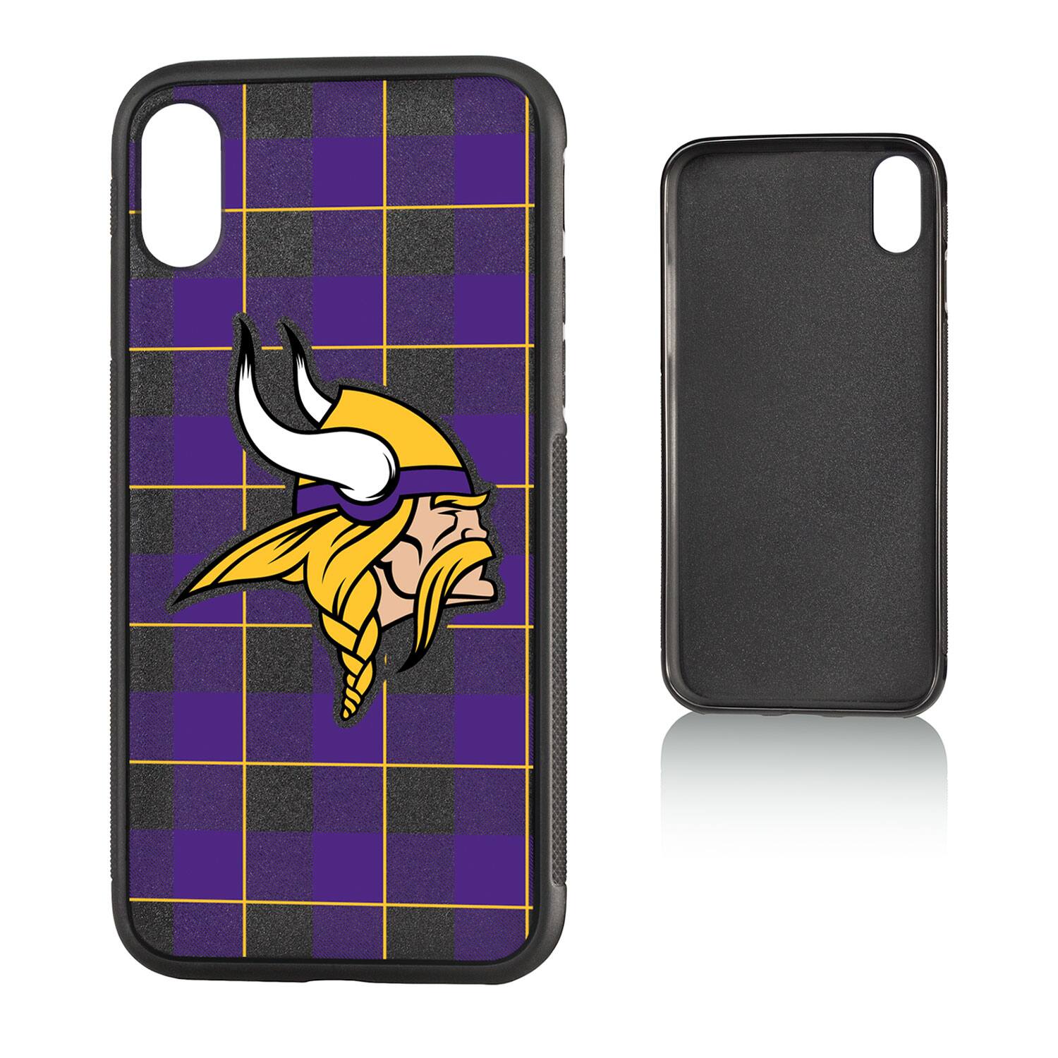 Alt View 2. Keyscaper - Minnesota Vikings iPhone Plaid Design Bump Case - X/Xs - Multicolor.