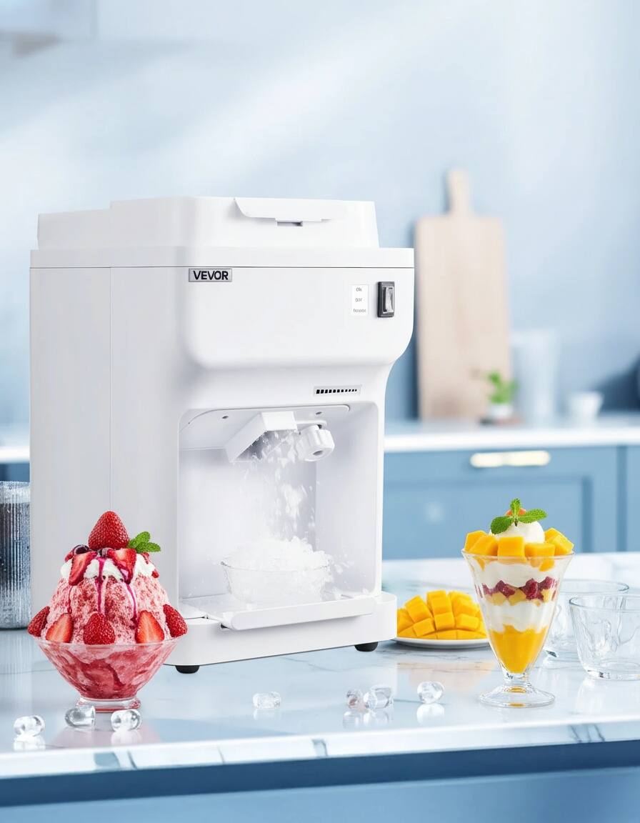 Back. Forest'nSky - Commercial Ice Shaver - 220 lb/hr, 350W 1500RPM, 4L Ice Box, Tabletop Snow Cone Maker, White - White.