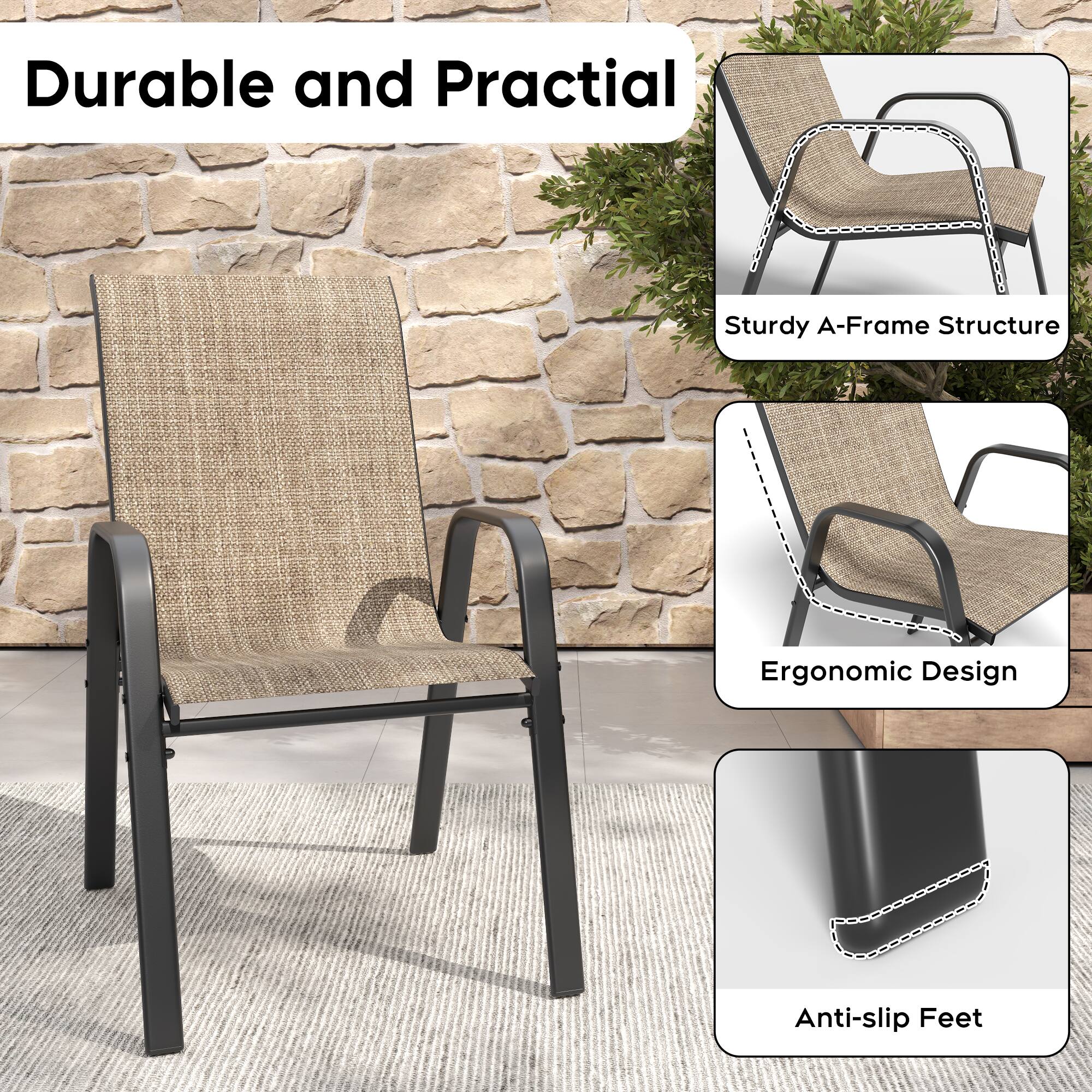 Durable and Practical  
Sturdy A-Frame Structure  
Ergonomic Design  
Anti-slip Feet