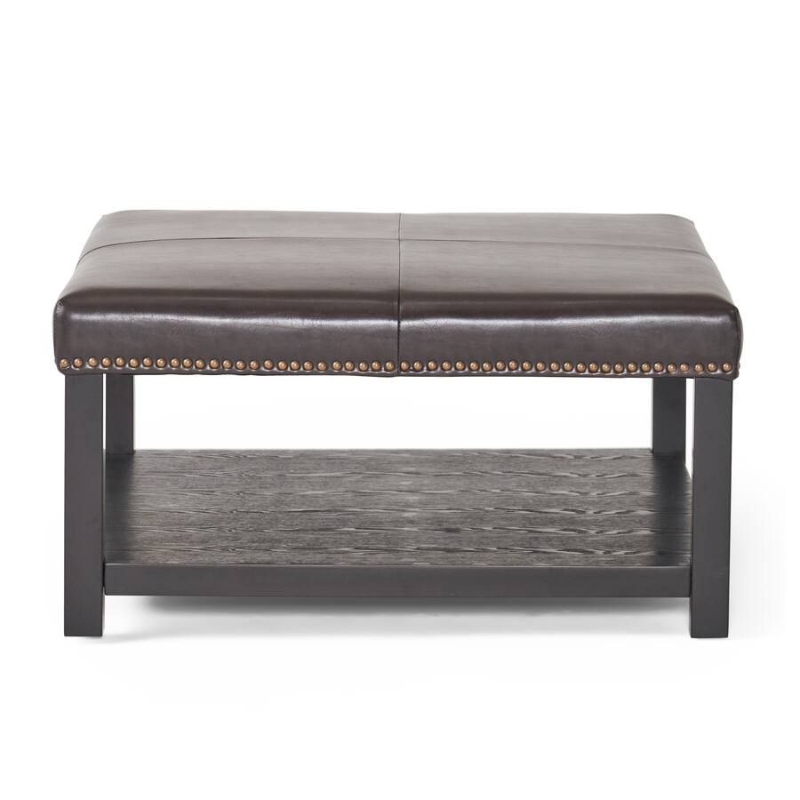 APRILSOUL Large Square Ottoman Bench Faux Leather Coffee Table Rack ...