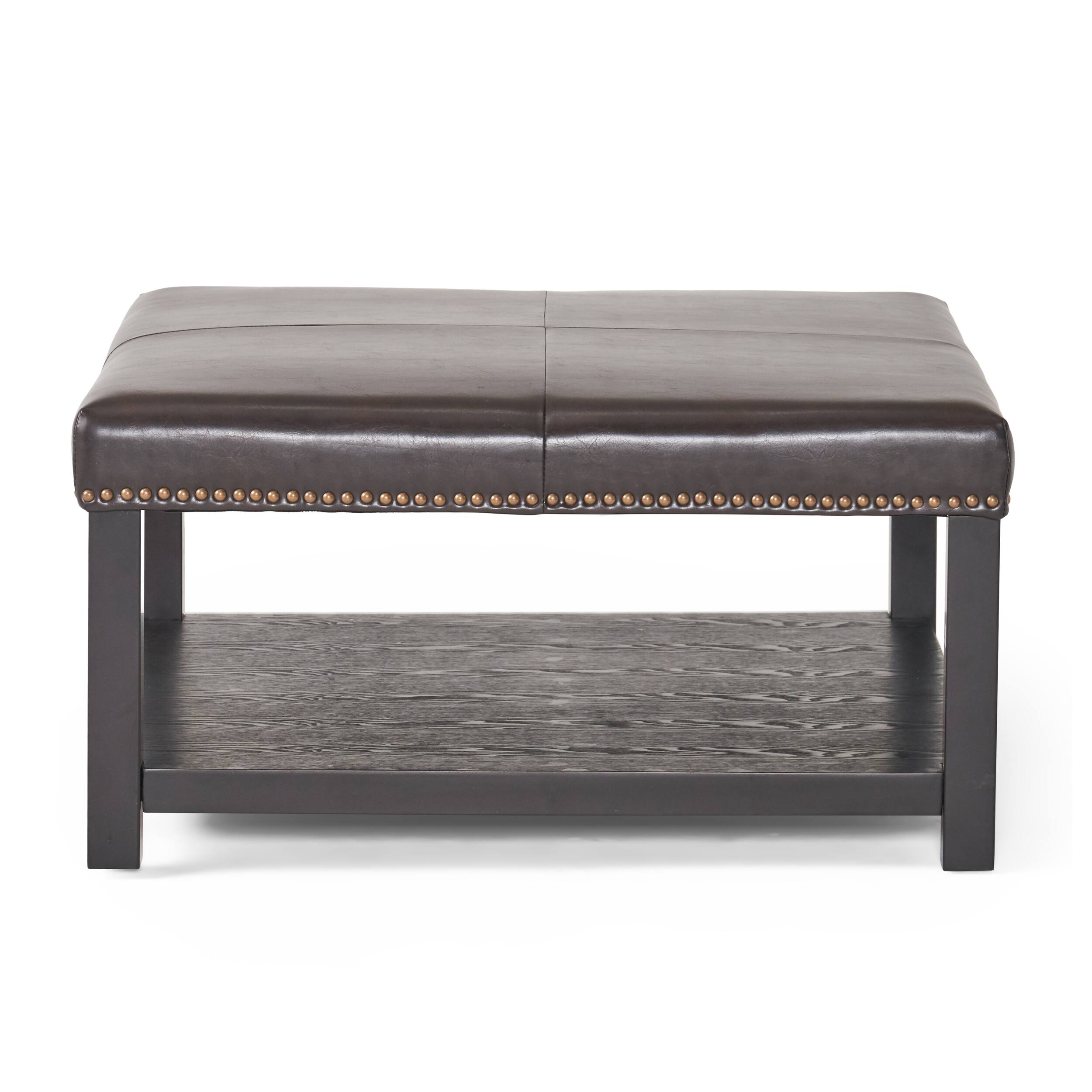 APRILSOUL Large Square Ottoman Bench Faux Leather Coffee Table Rack ...