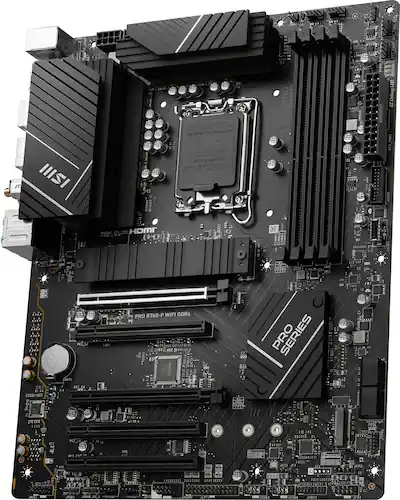 MSI PRO B760-P WIFI DDR4 socket 1700 moederbord RAID, 2.5 Gb-LAN, WiFi MSI PRO B760-P WIFI DDR4 socket 1700 moederbord RAID, 2.5 Gb-LAN, WiFi