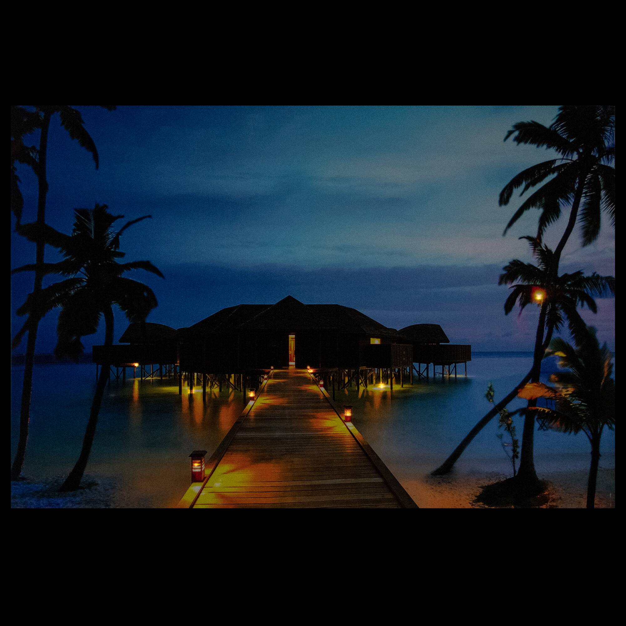 Alt View 3. Northlight - LED Lighted Tropical Paradise Island Scene Canvas Wall Art 23.5" x 15.75" - Blue.