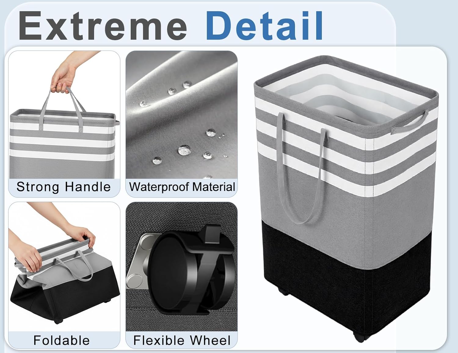 Extreme Detail

- Strong Handle
- Waterproof Material
- Foldable
- Flexible Wheel