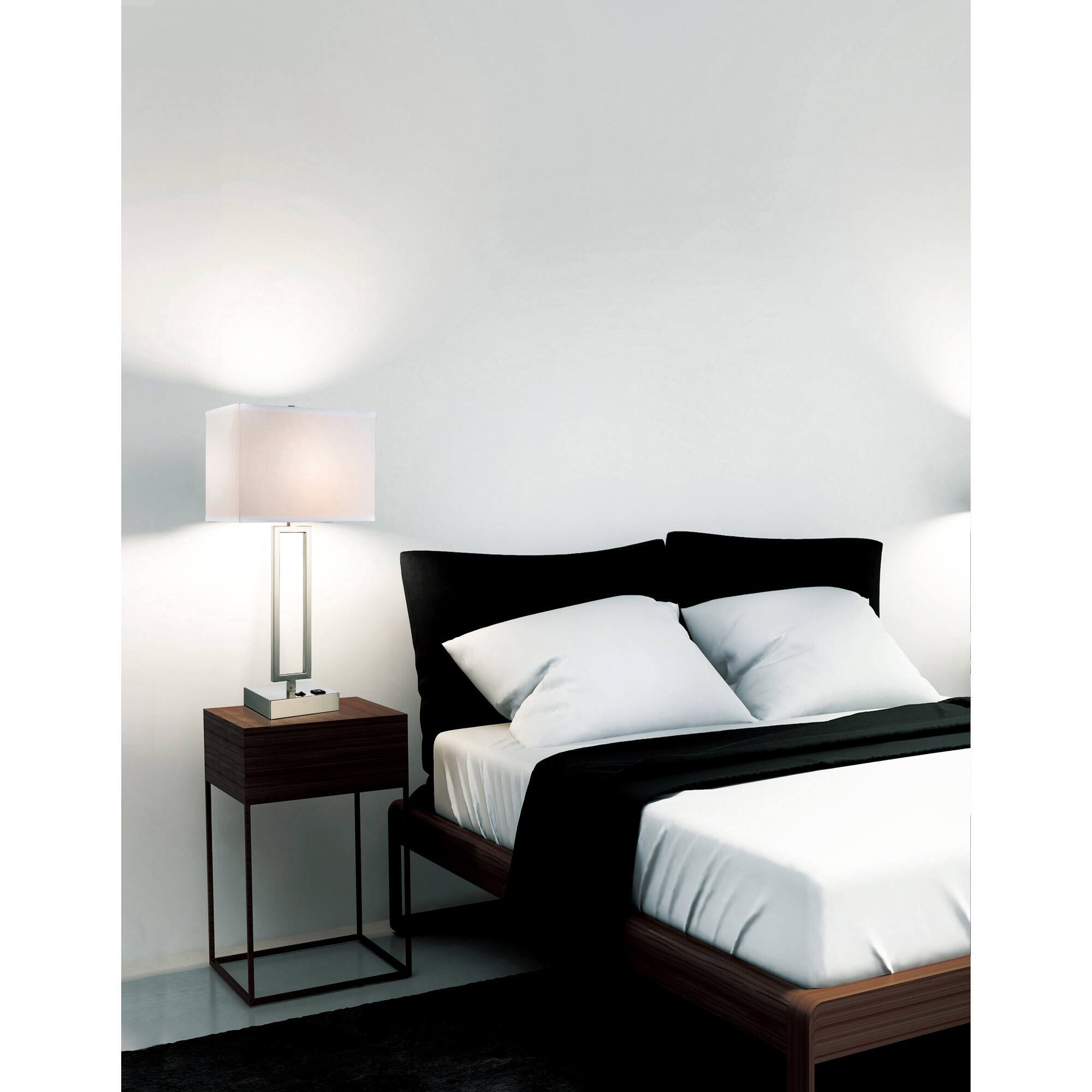 Alt View 2. CWI Lighting - Torren 1 Light Table Lamp With Satin Nickel Finish - Satin Nickel.