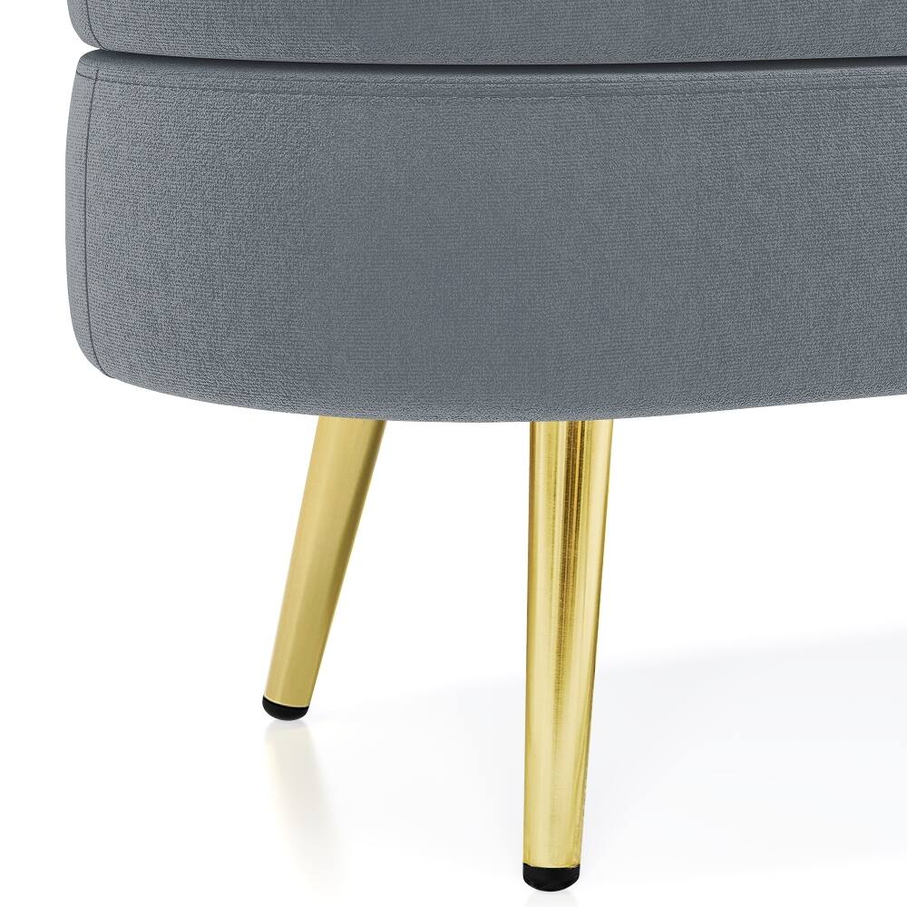Alt View 4. Ropilly - Ropilly Oval Storage Ottoman Bench, Dark Gray Flannel Extra Seating with Metal Legs - Dark Gray.