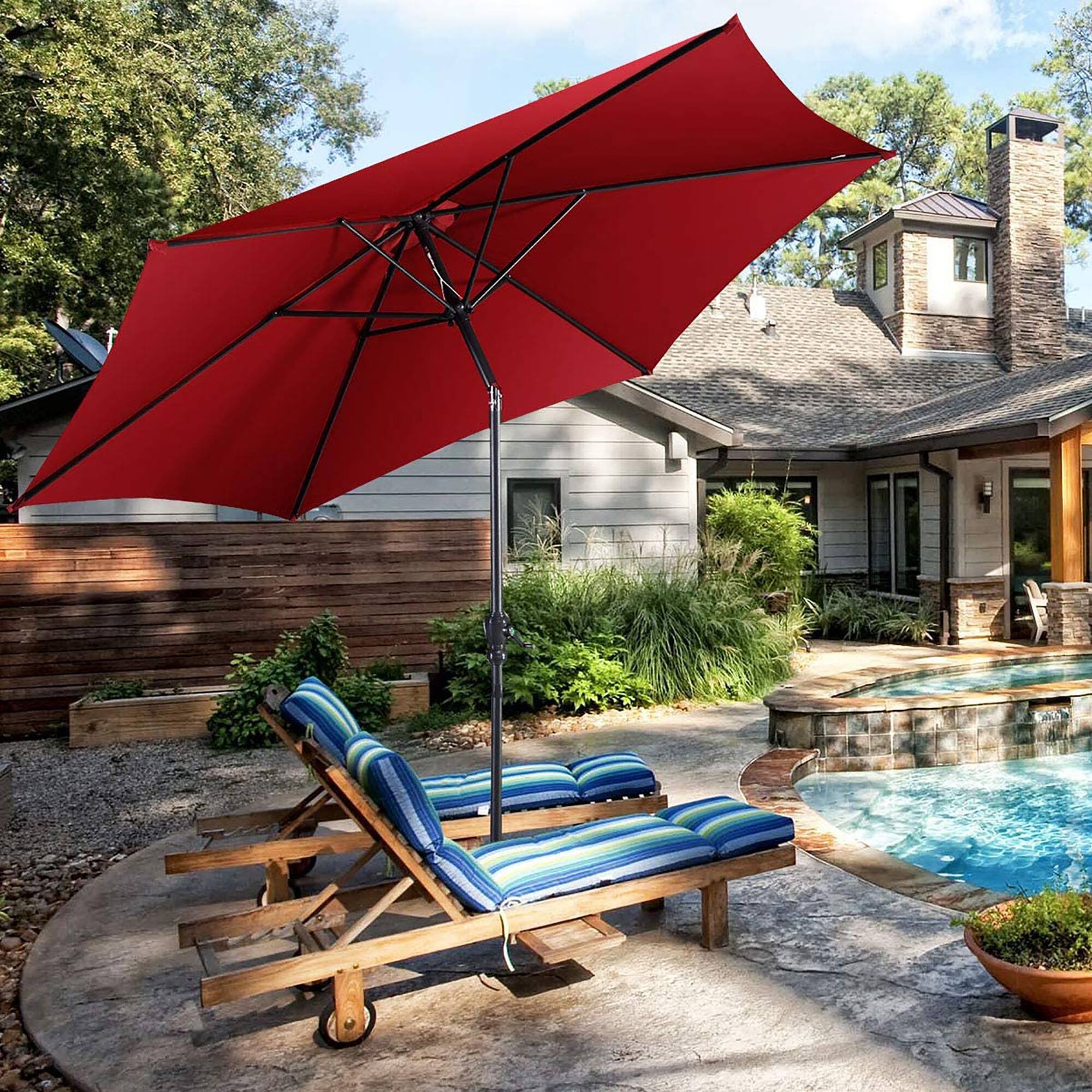 Alt View 2. Costway - Costway 10ft Patio Umbrella Outdoor W/ 59 LBS Heavy-Duty Round Umbrella Stand - Wine.