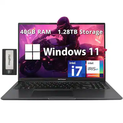 Sure, here is the corrected and grouped text:
- Hotface
- 40GB RAM
- 1.28TB Storage
- Windows 11
- intel i7
- intel iRISxe GRAPHICS
- ASUS Vivobook