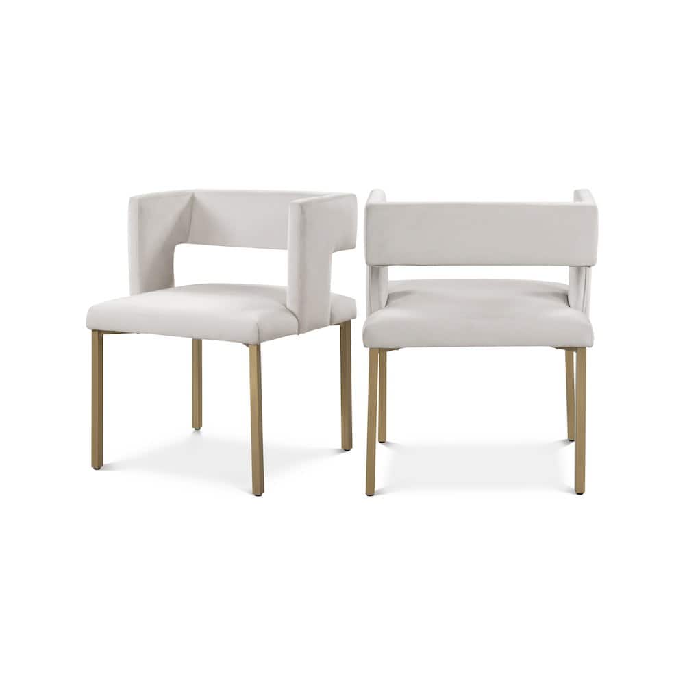Meridian Furniture - Caleb Cream Velvet Dining Chair, Set of 2 - Beige