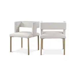 Meridian Furniture - Caleb Cream Velvet Dining Chair, Set of 2 - Beige