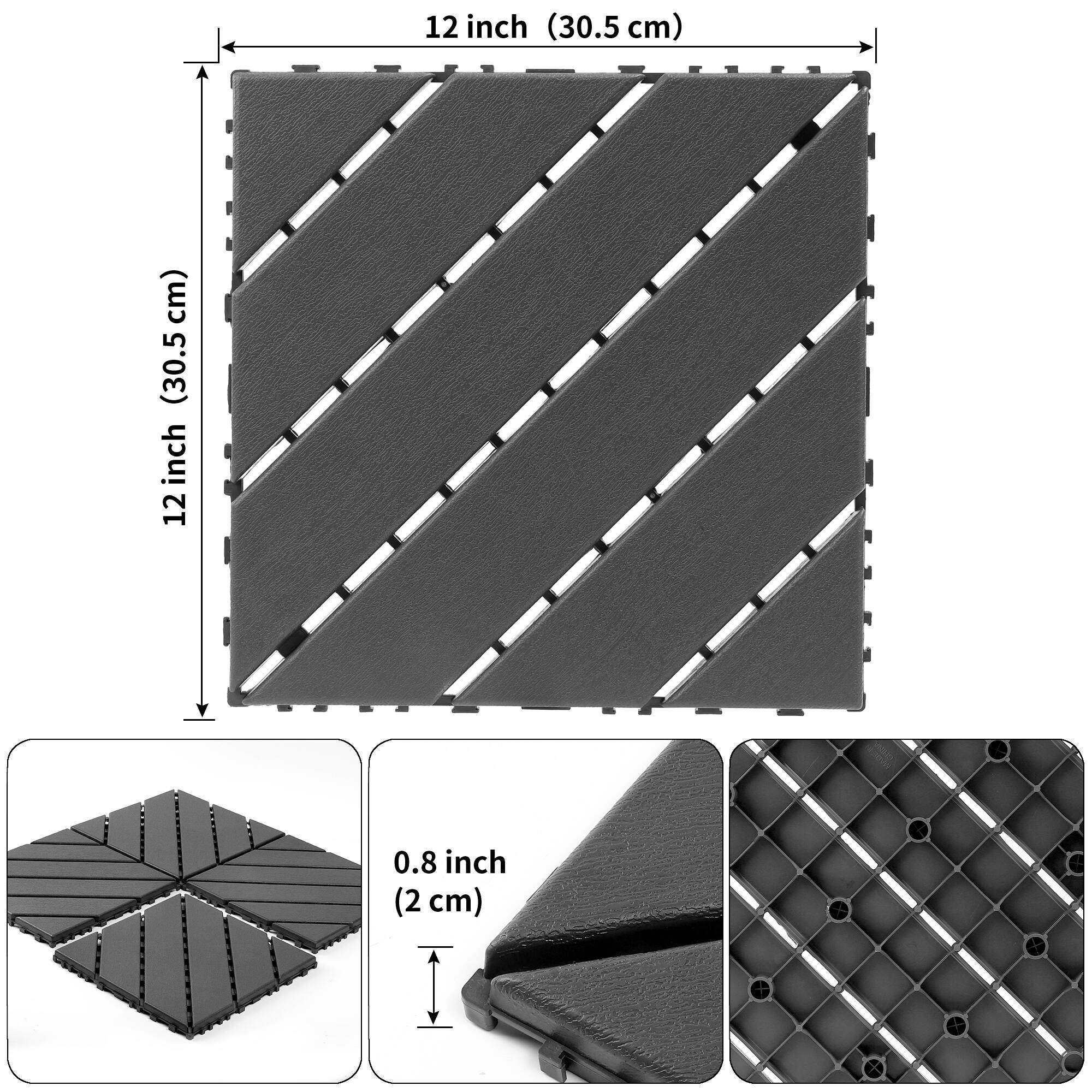 12 inch (30.5 cm)  
12 inch (30.5 cm)  
0.8 inch (2 cm)