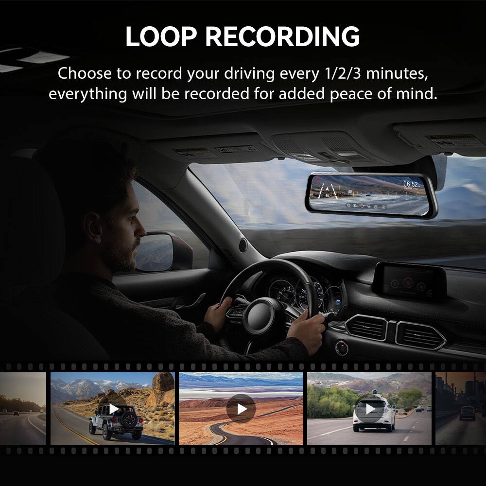 LOOP RECORDING

Choose to record your driving every 1/2/3 minutes, everything will be recorded for added peace of mind.