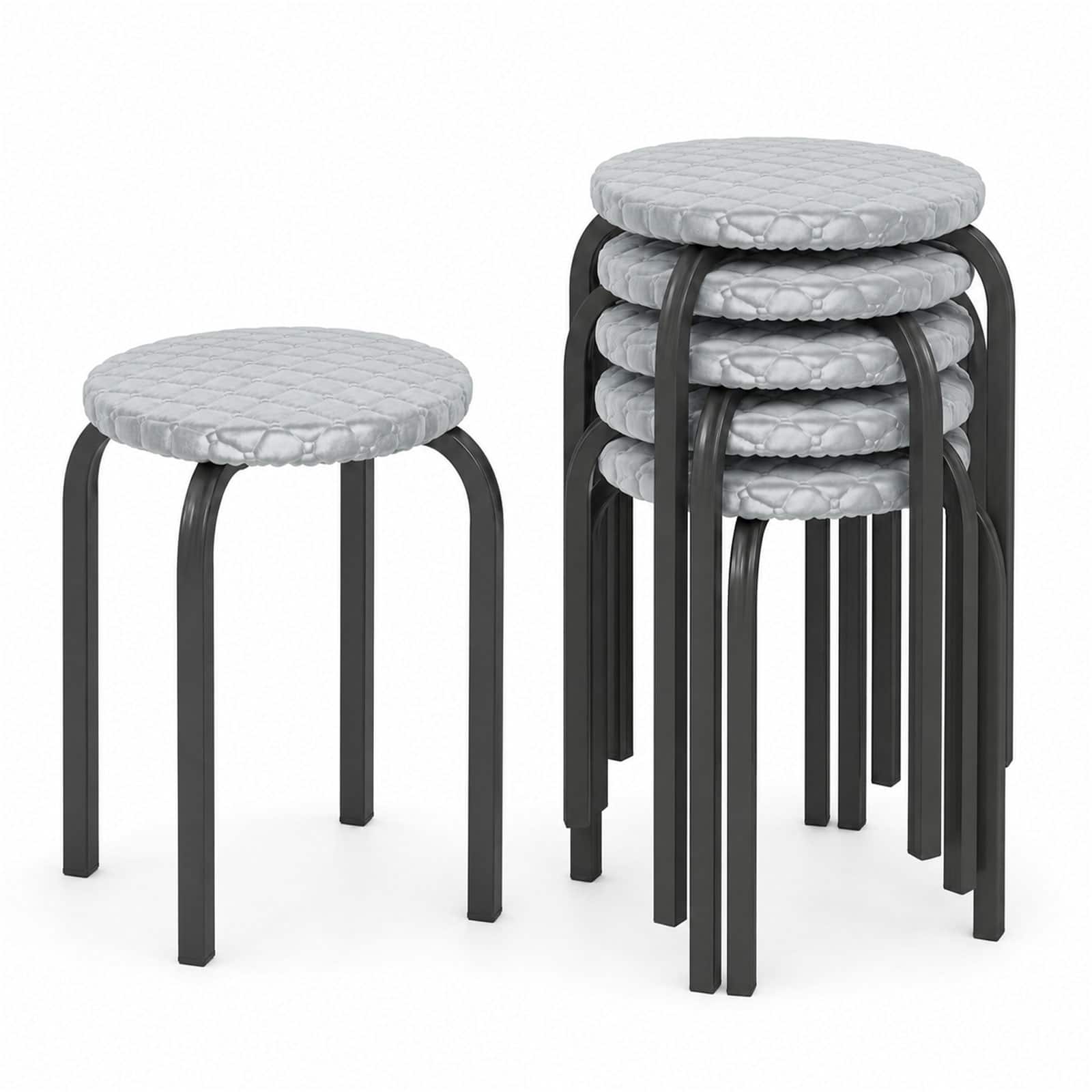 "Costway - 18"" Stackable Stools Set of 6 Round Nesting Stools with Removable Washable Covers - Rustic Brown and Black" price history on PriceWatchPro