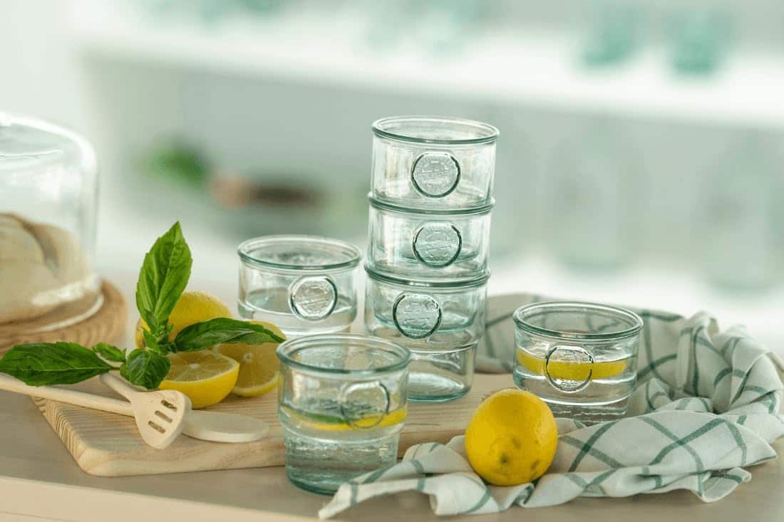 Euro Ceramica Home - Euro Essential Bara 6 Piece 10 oz Stackable Recycled Glass Tumblers Set - Clear/Green