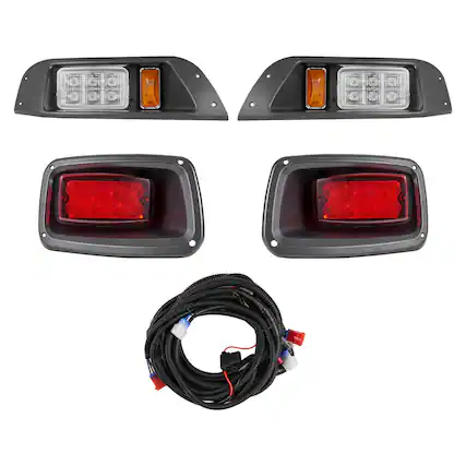 Front. VEVOR - Golf Cart Light Kit,12V,LED Headlight and Taillight Kit with Wiring Harness,Switch,Zip Ties, ABS Housing,High-Brightness - Black.