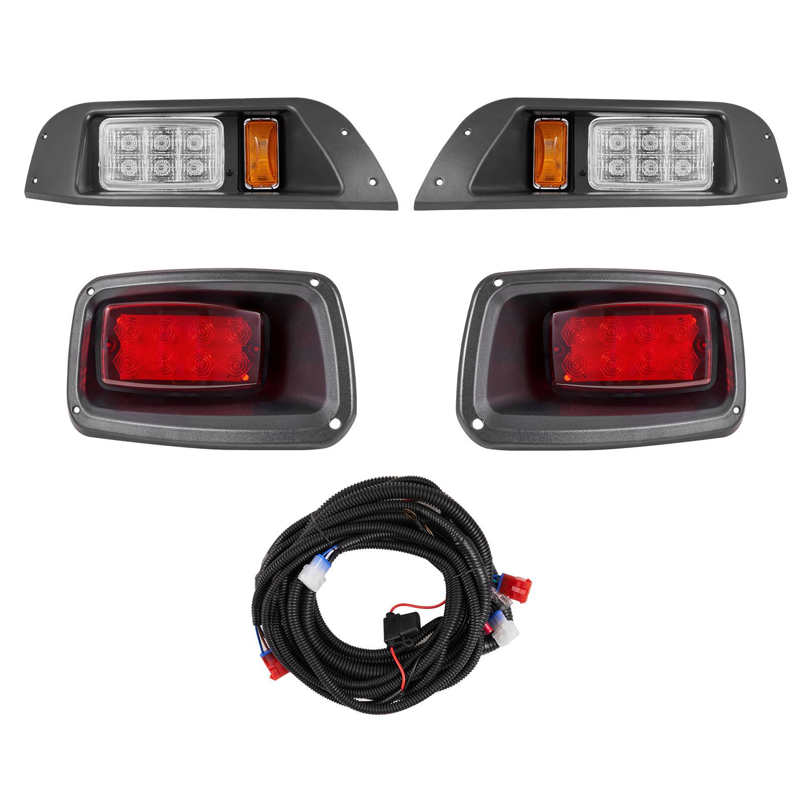 Front. VEVOR - Golf Cart Light Kit,12V,LED Headlight and Taillight Kit with Wiring Harness,Switch,Zip Ties, ABS Housing,High-Brightness - Black.